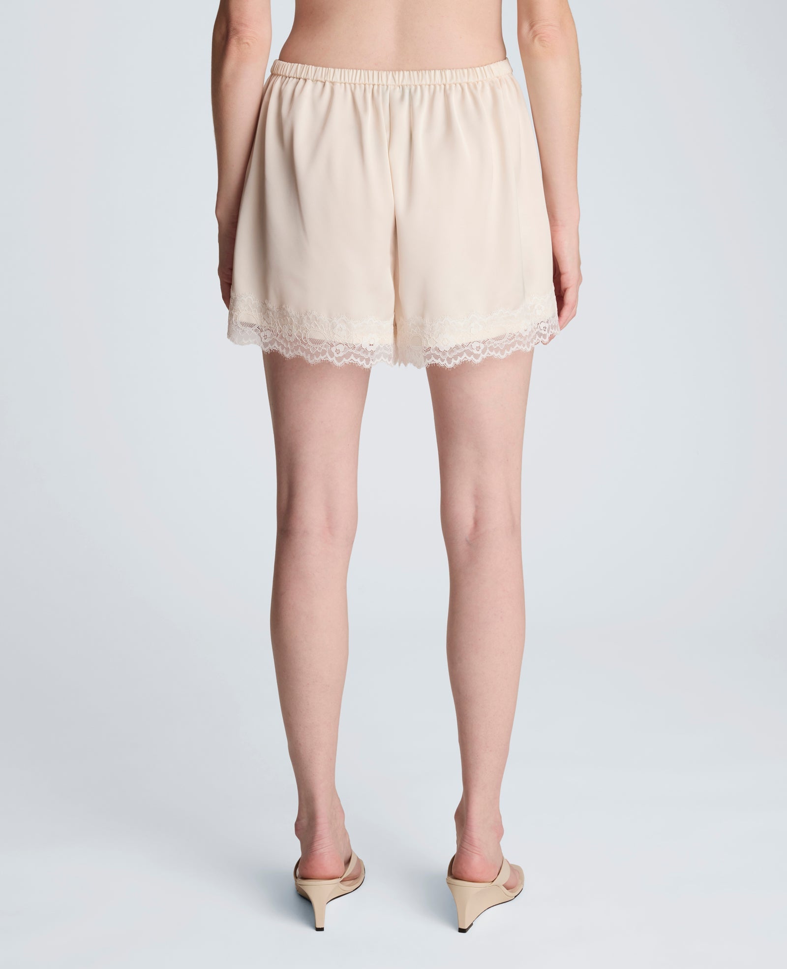 Buy Pull On Lace Hem Short – Feather White Women’s Shorts | Kenneth Cole FEATHER WHITE