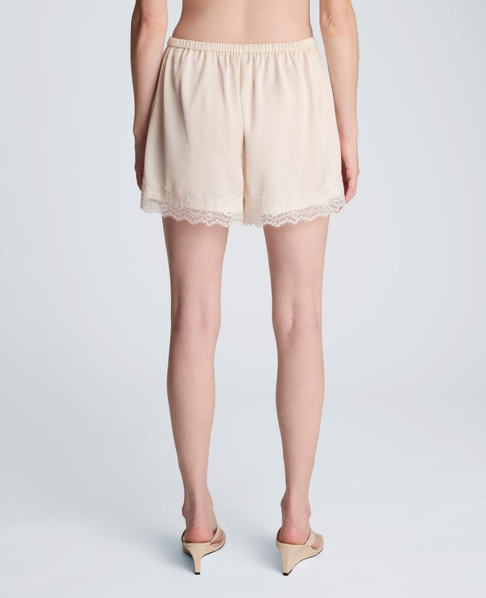 Buy Pull On Lace Hem Short – Feather White Women’s Shorts | Kenneth Cole FEATHER WHITE