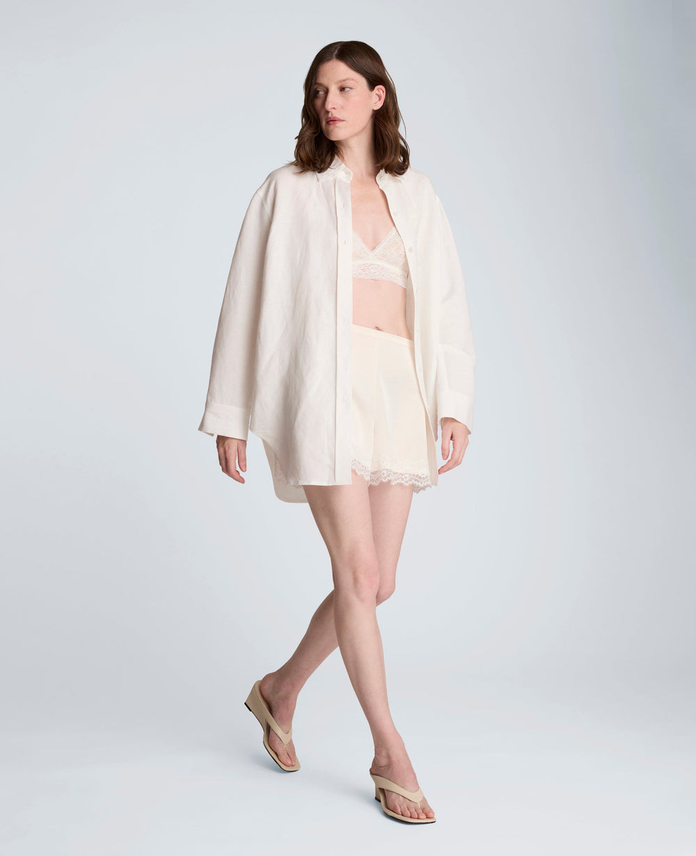 Buy Pull On Lace Hem Short – Feather White Women’s Shorts | Kenneth Cole FEATHER WHITE