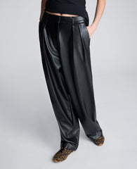 High Rise Fly Front Double Pleat Wide Leg Pant | Kenneth Cole BLACK