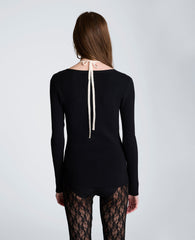 Ribbed Halter Button Front Sweater | Kenneth Cole BLACK/OYSTER