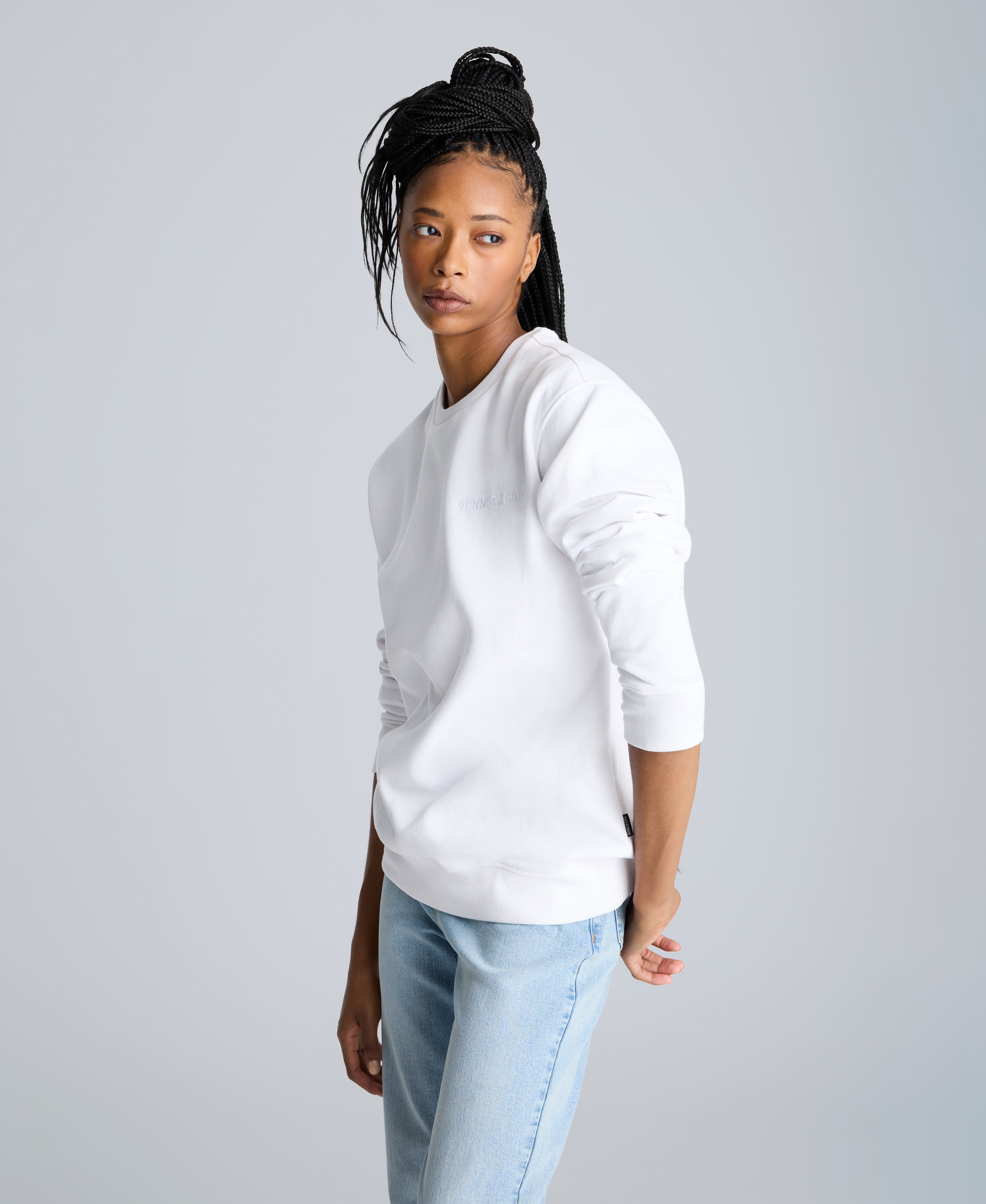 Shop Kenneth Cole Logo Sweatshirt White | Exclusive Pullover | Kenneth Cole WHITE