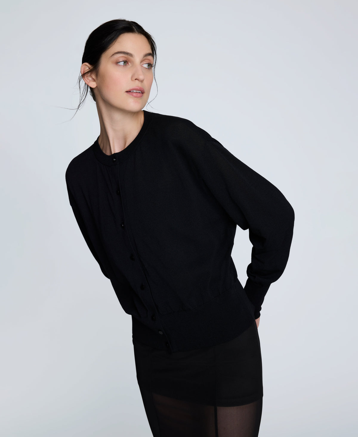 Long Sleeve Button Front Cardigan | Kenneth Cole BLACK