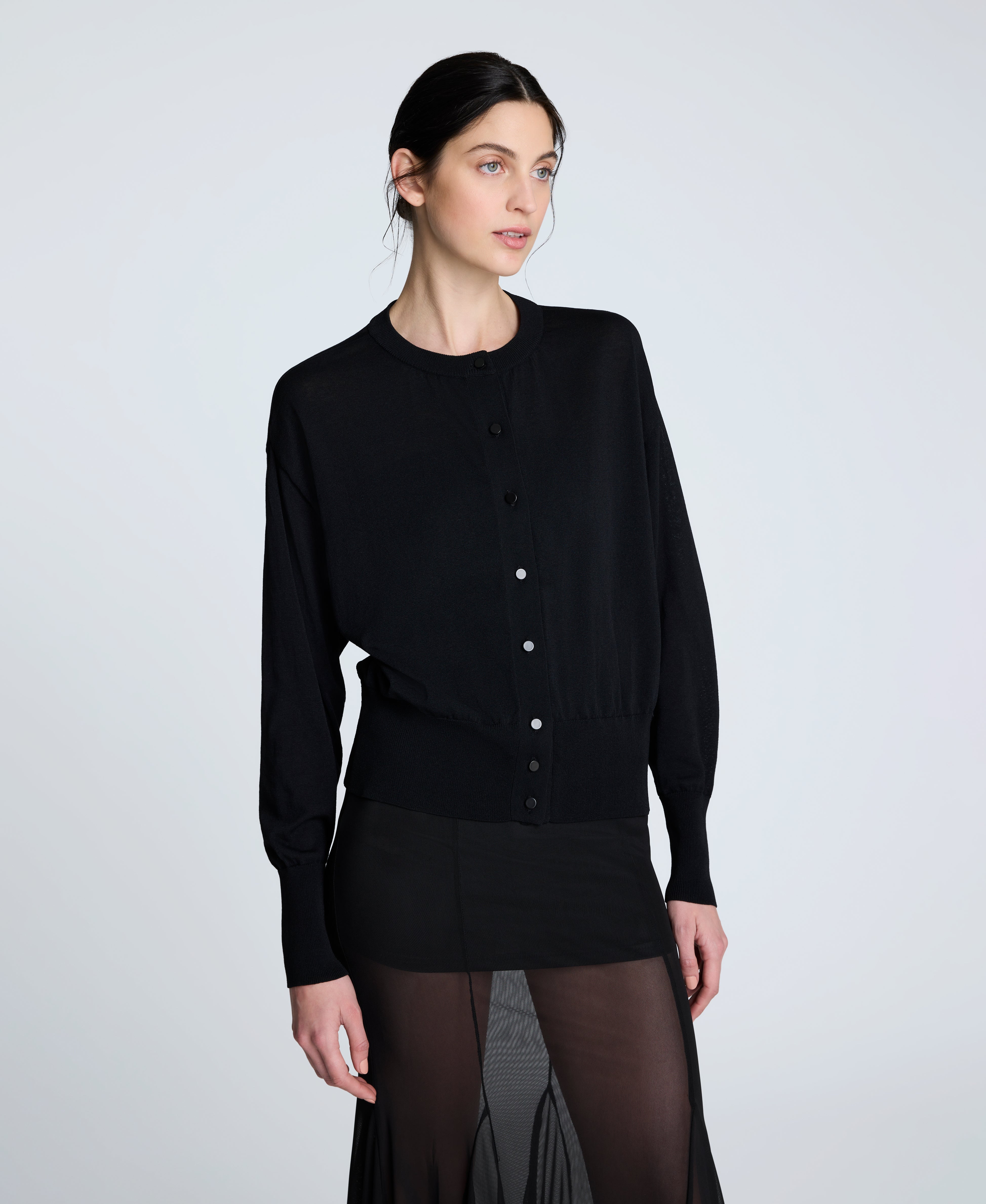 Long Sleeve Button Front Cardigan | Kenneth Cole BLACK