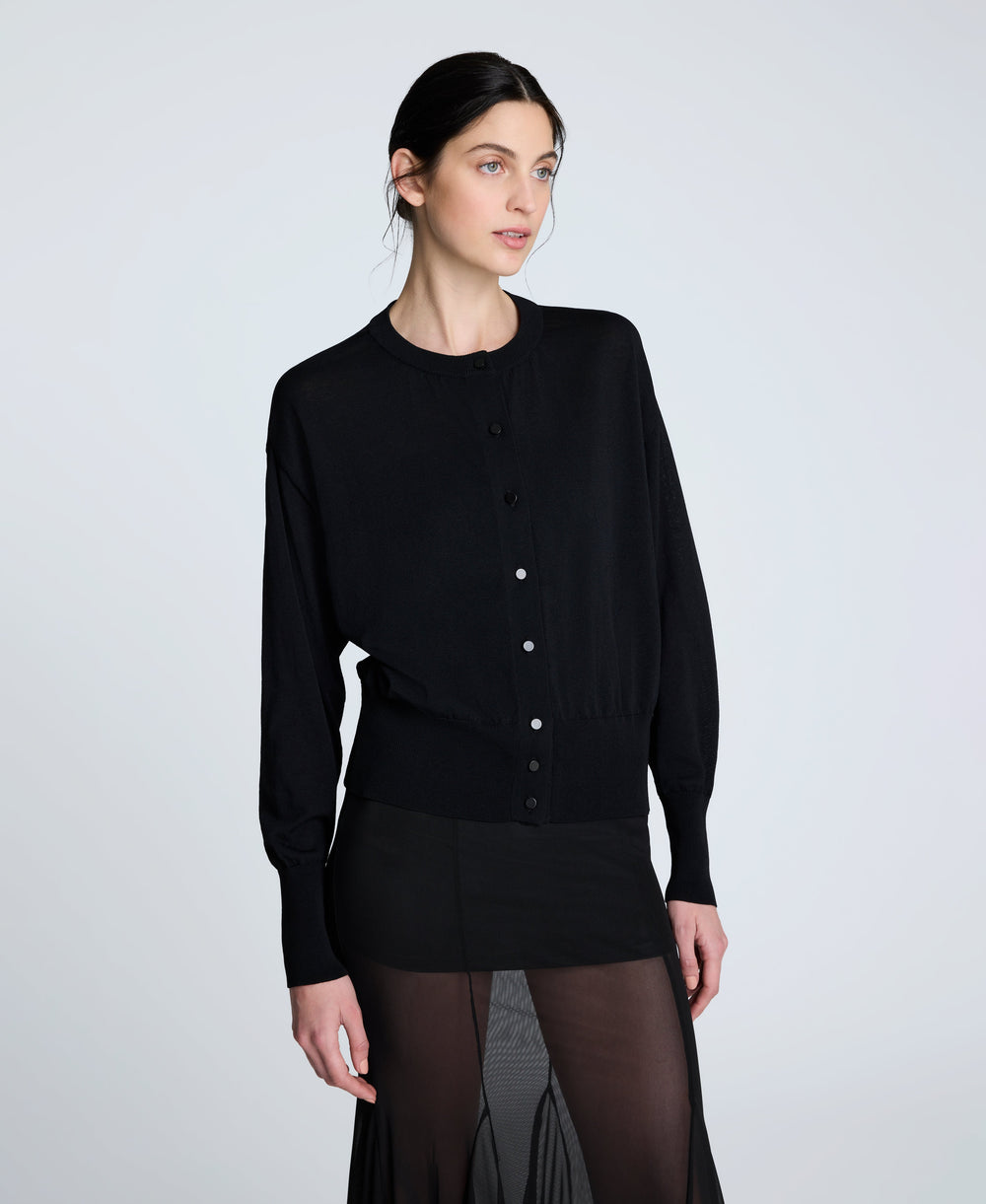 Long Sleeve Button Front Cardigan | Kenneth Cole BLACK