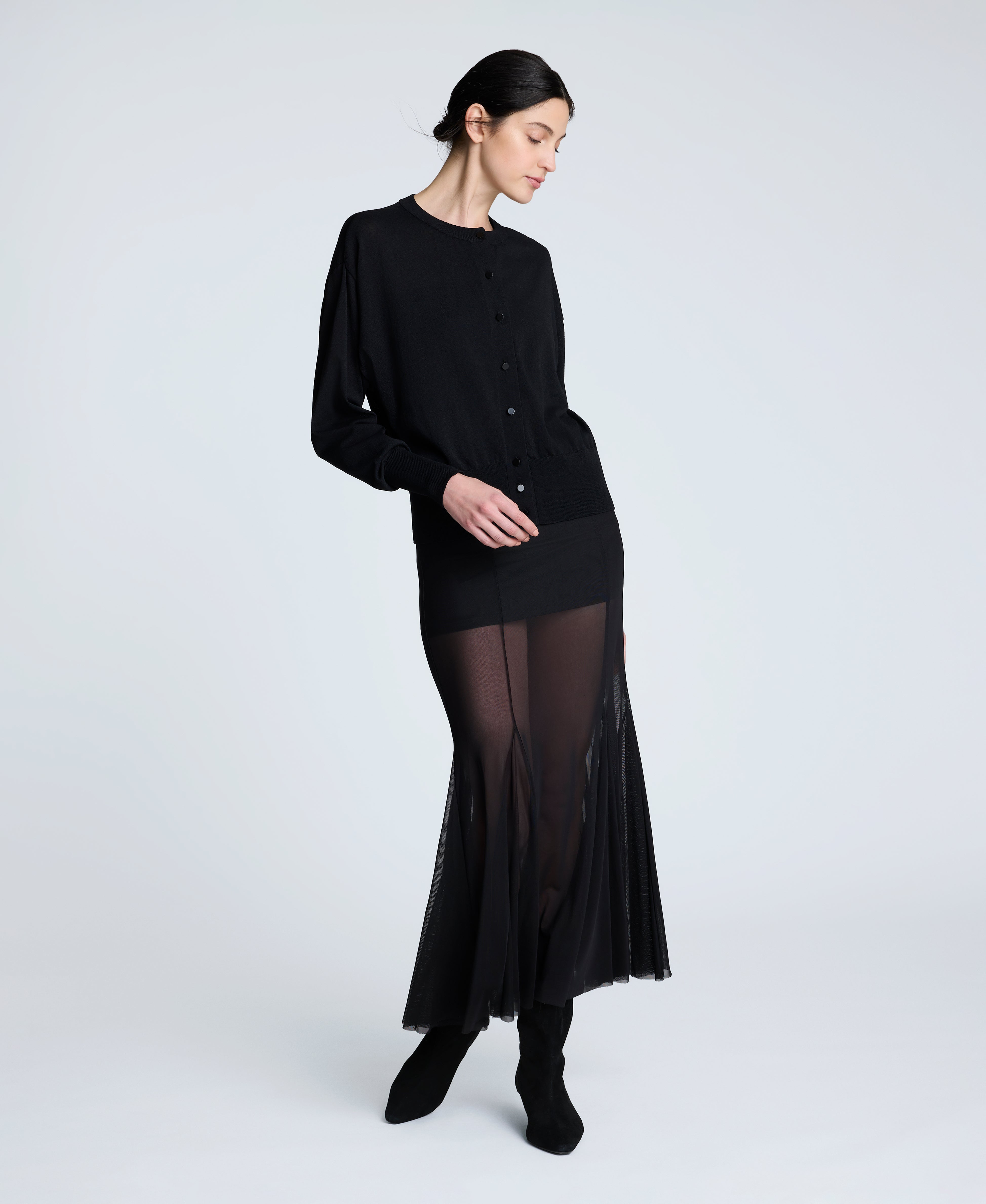Long Sleeve Button Front Cardigan | Kenneth Cole BLACK