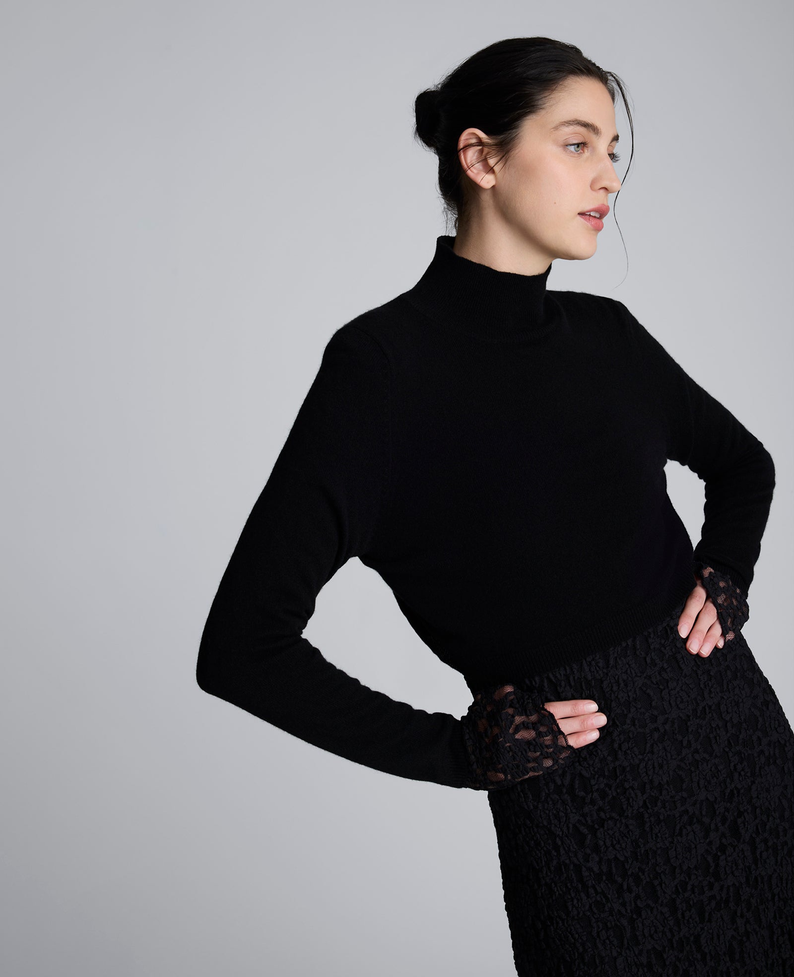 Merino Wool Cropped Mockneck Sweater | Kenneth Cole BLACK