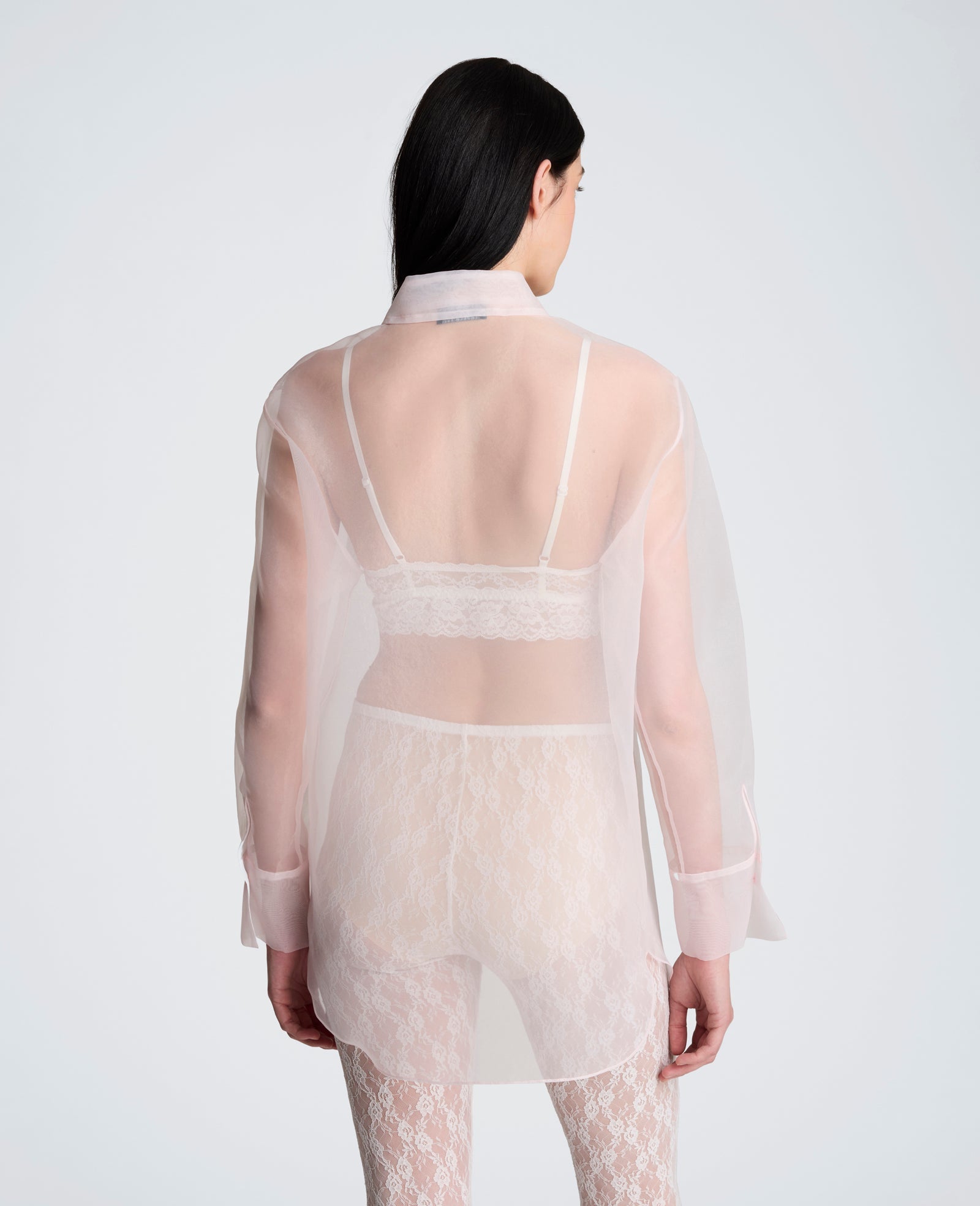 Sheer Organza Oversized Button Front Long Sleeve Shirt | Kenneth Cole CHINTZ PINK