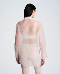 Sheer Organza Oversized Button Front Long Sleeve Shirt | Kenneth Cole CHINTZ PINK