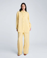 Refined Linen Drop Shoulder Button Down Boyfriend Shirt | Kenneth Cole PASTEL YELLOW