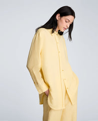 Refined Linen Drop Shoulder Button Down Boyfriend Shirt | Kenneth Cole PASTEL YELLOW