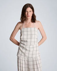 Halter Neck Bustier with Pleats at Waist | Kenneth Cole FEATHER WHITE/BLACK
