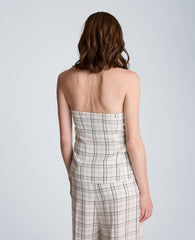 Halter Neck Bustier with Pleats at Waist | Kenneth Cole FEATHER WHITE/BLACK