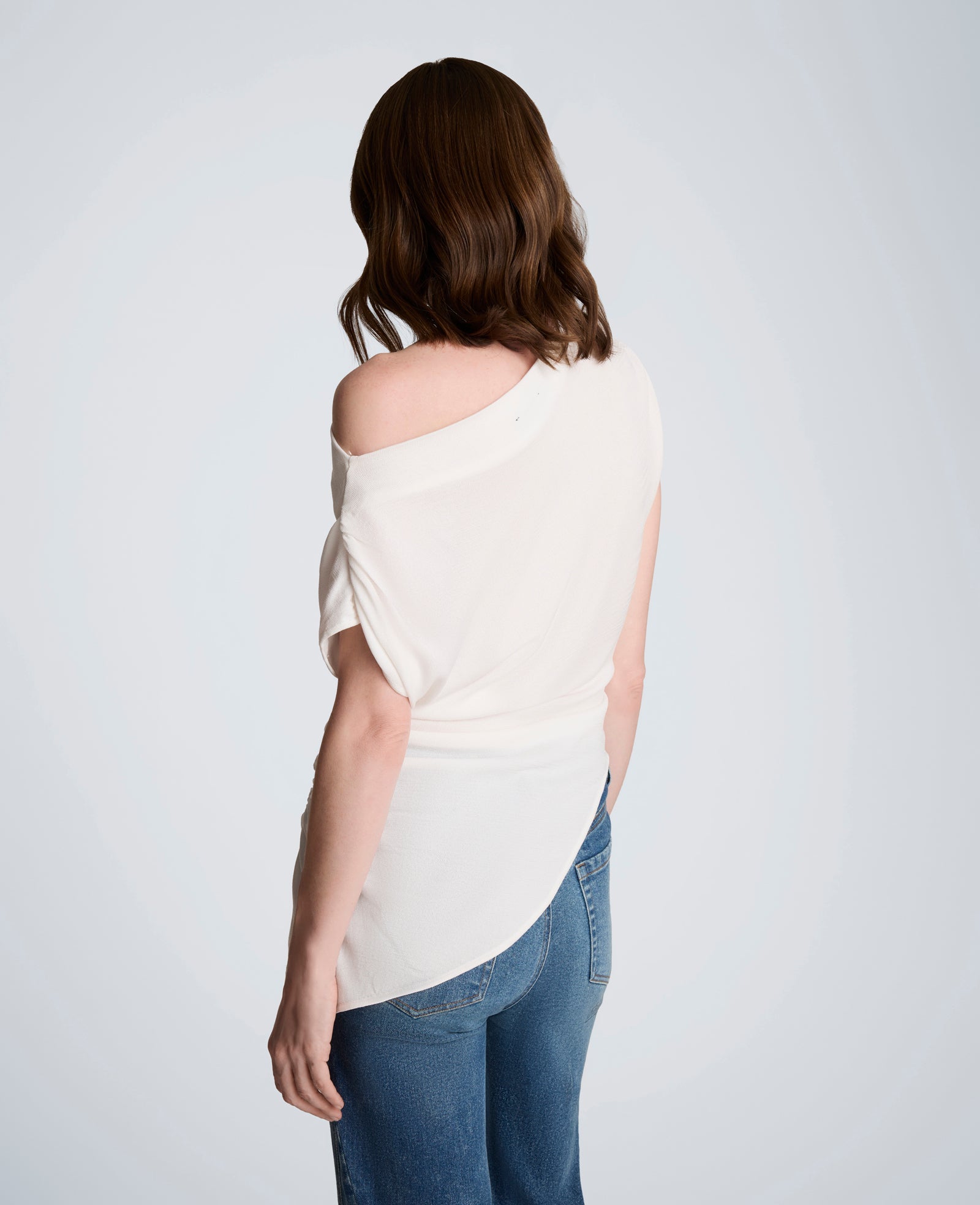 Asymmetrical Drape Neck Top | Kenneth Cole PURE WHITE