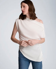 Asymmetrical Drape Neck Top | Kenneth Cole PURE WHITE