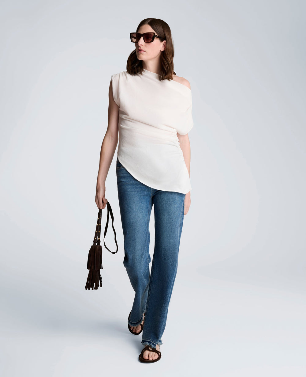 Asymmetrical Drape Neck Top | Kenneth Cole PURE WHITE