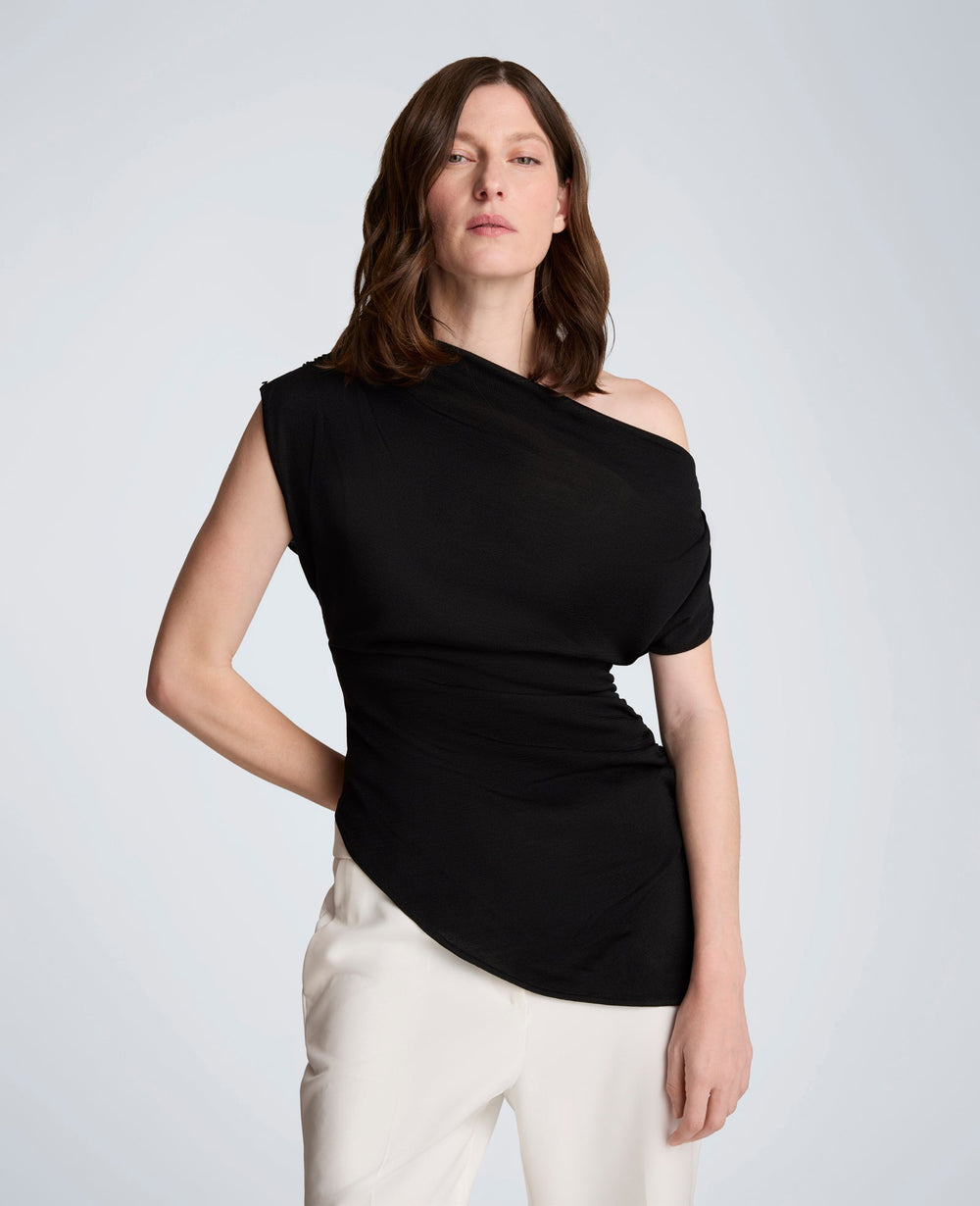Asymmetrical Drape Neck Top | Kenneth Cole BLACK