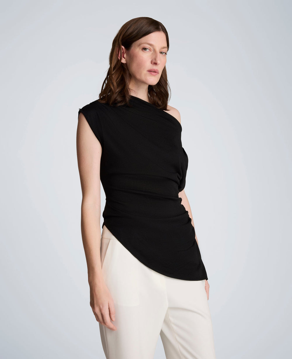 Asymmetrical Drape Neck Top | Kenneth Cole BLACK