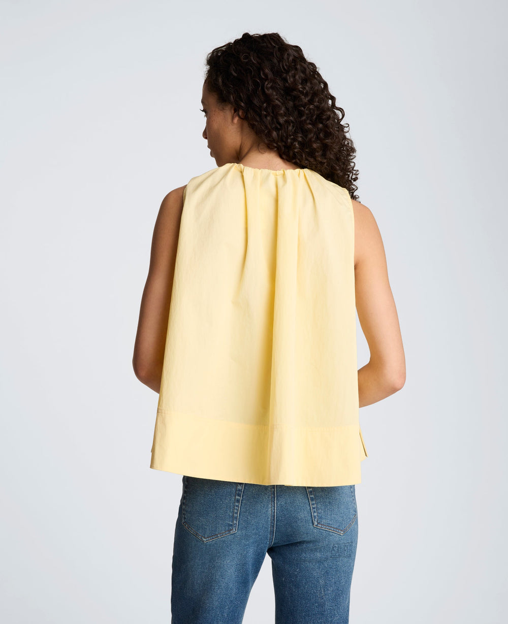 Paperbag Neck Sleeveless Tent Button Front Shirt | Kenneth Cole PASTEL YELLOW