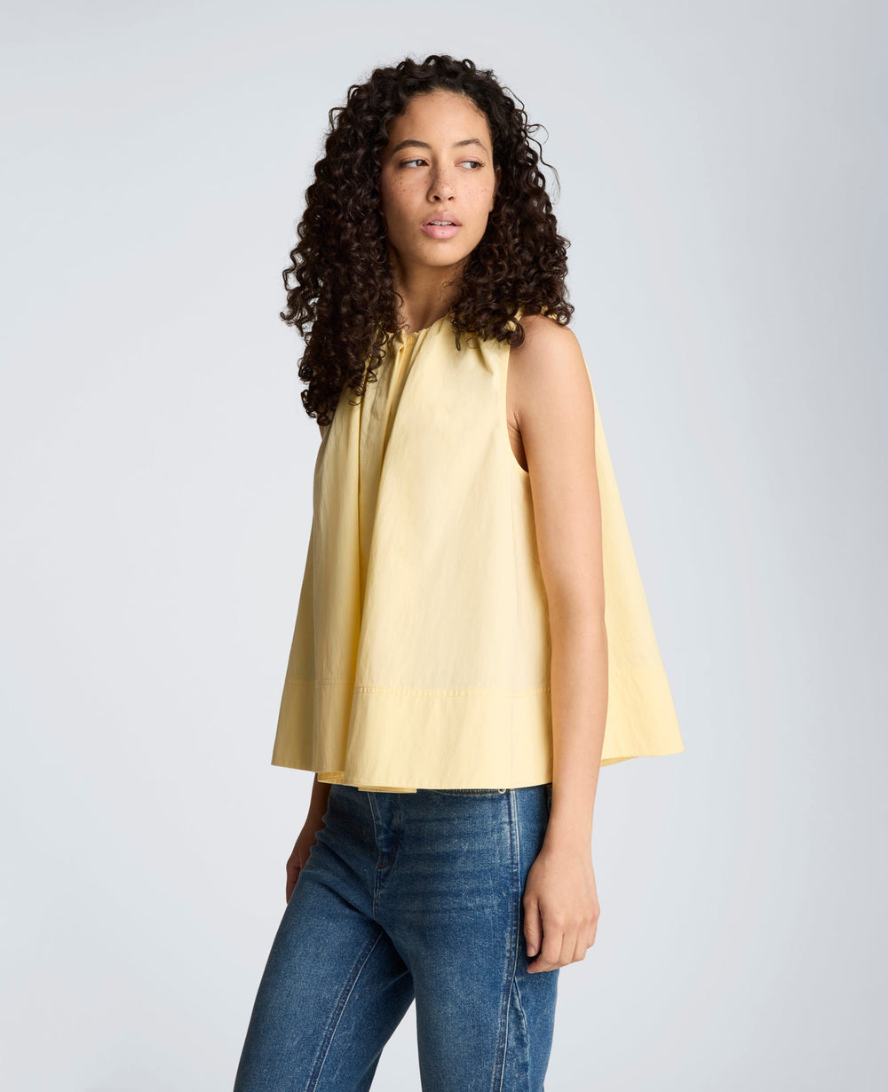 Paperbag Neck Sleeveless Tent Button Front Shirt | Kenneth Cole PASTEL YELLOW