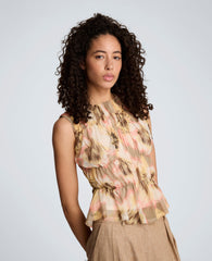 Mesh Front Ruch Tank | Kenneth Cole PASTEL YELLOW MULTI