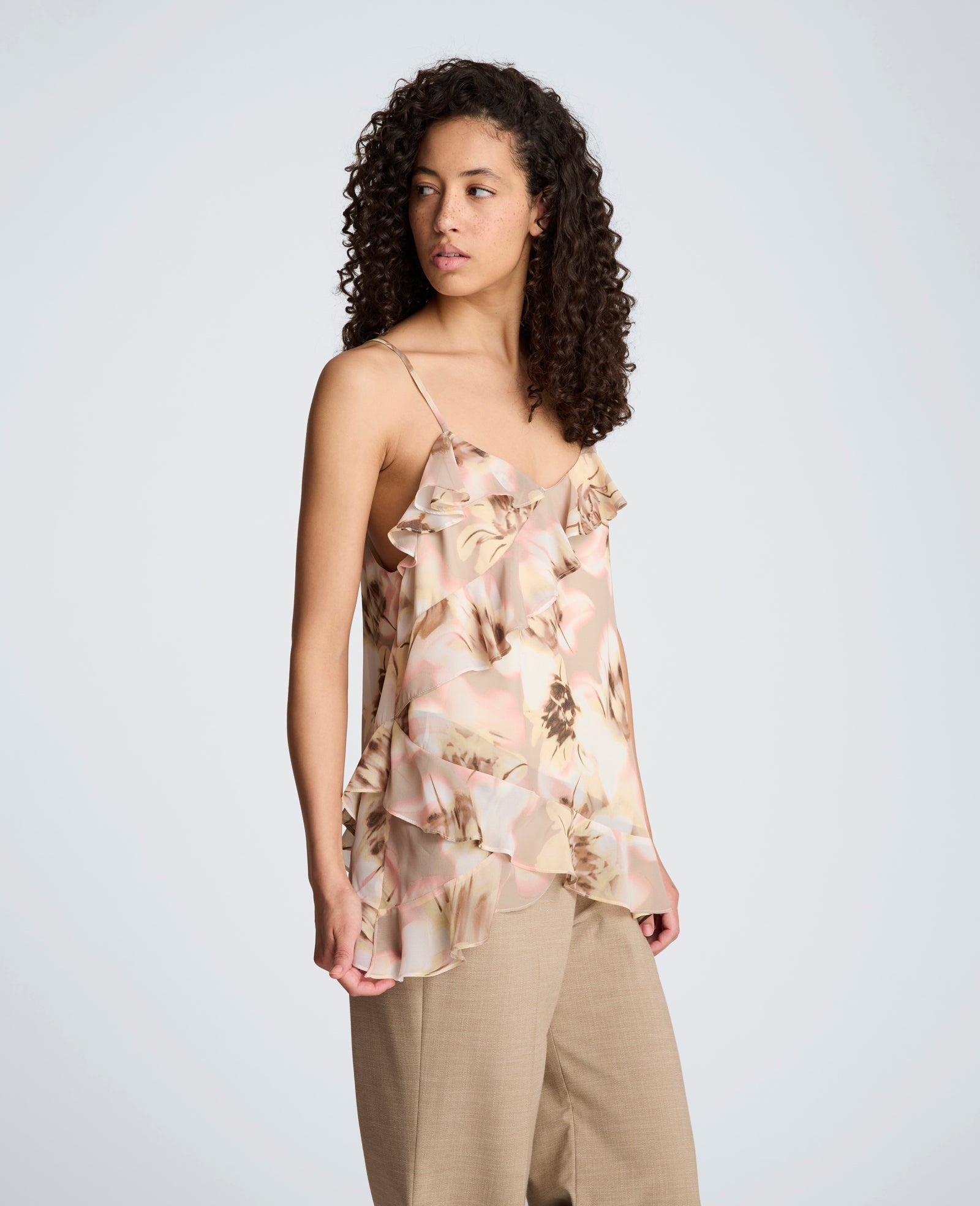 Asymmetrical Ruffle Cami | Kenneth Cole PASTEL YELLOW MULTI