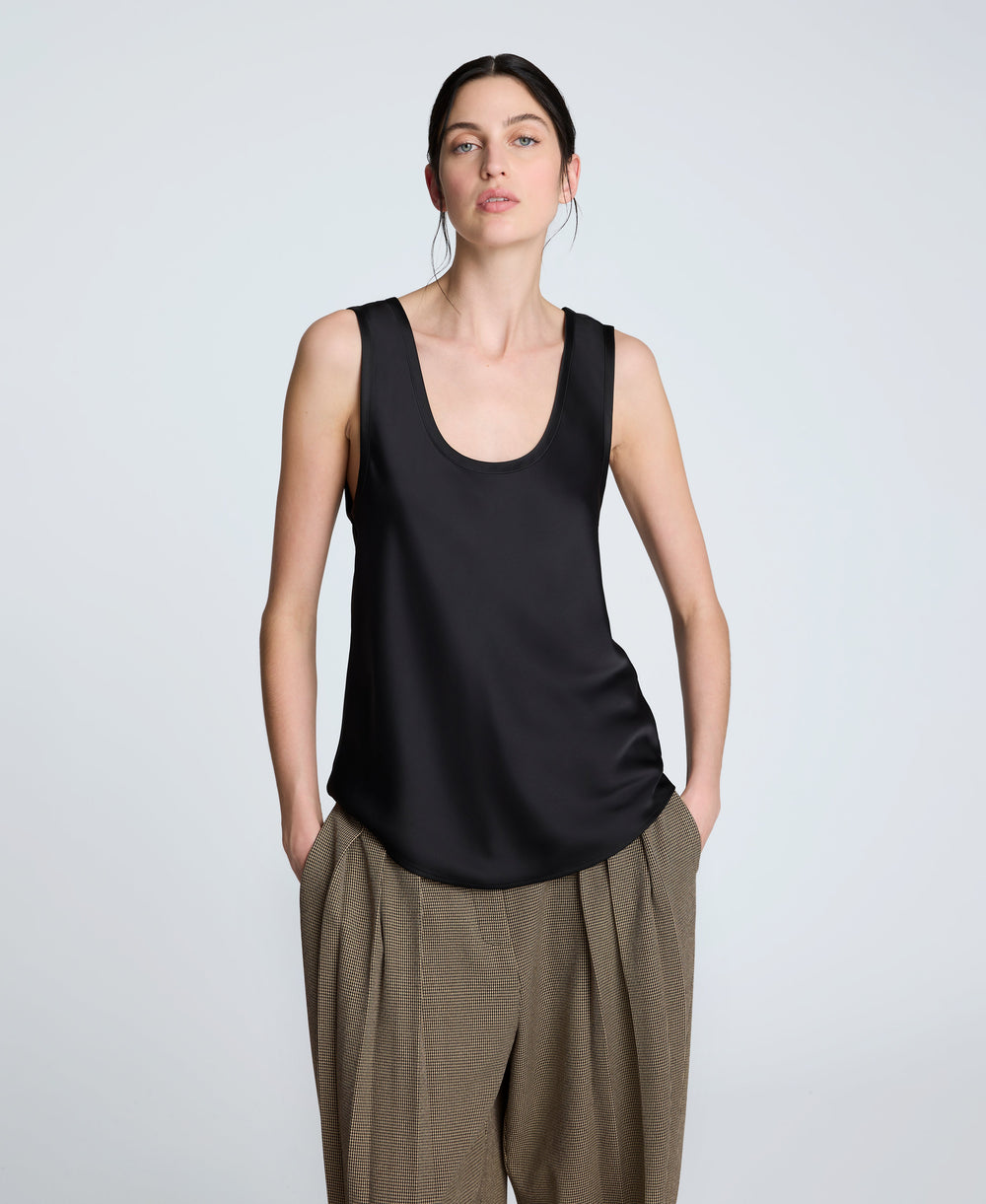 Satin Scoop Neck Tank | Kenneth Cole BLACK