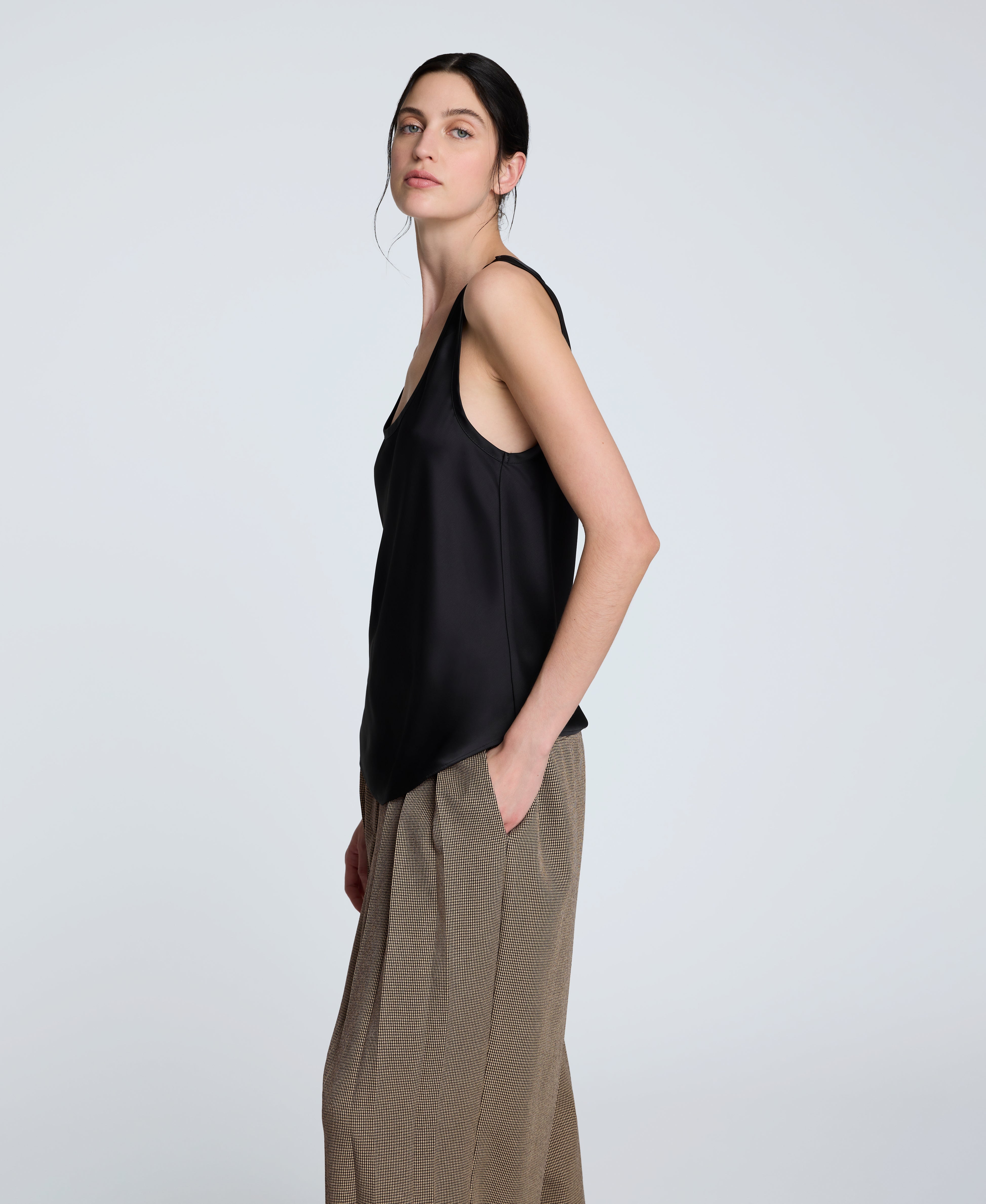 Satin Scoop Neck Tank | Kenneth Cole BLACK