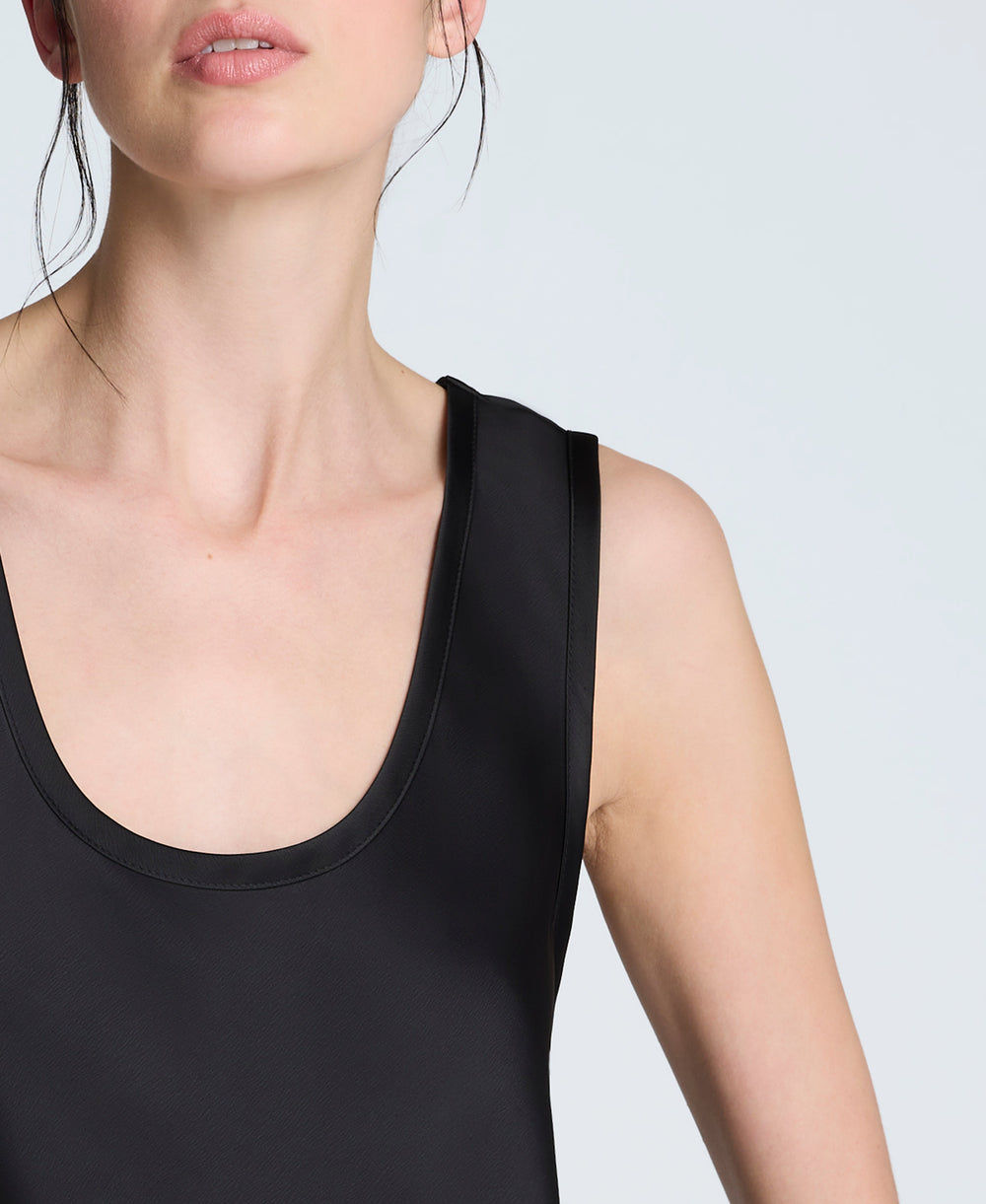 Satin Scoop Neck Tank | Kenneth Cole BLACK