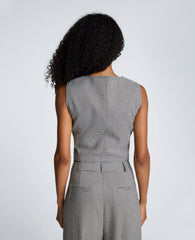 Cropped Fitted Bodice Houndstooth Vest | Kenneth Cole OYSTER/BLACK
