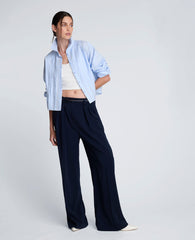 Cropped Tuxedo Style Long Sleeve Button Down Blouse | Kenneth Cole CLOUD BLUE