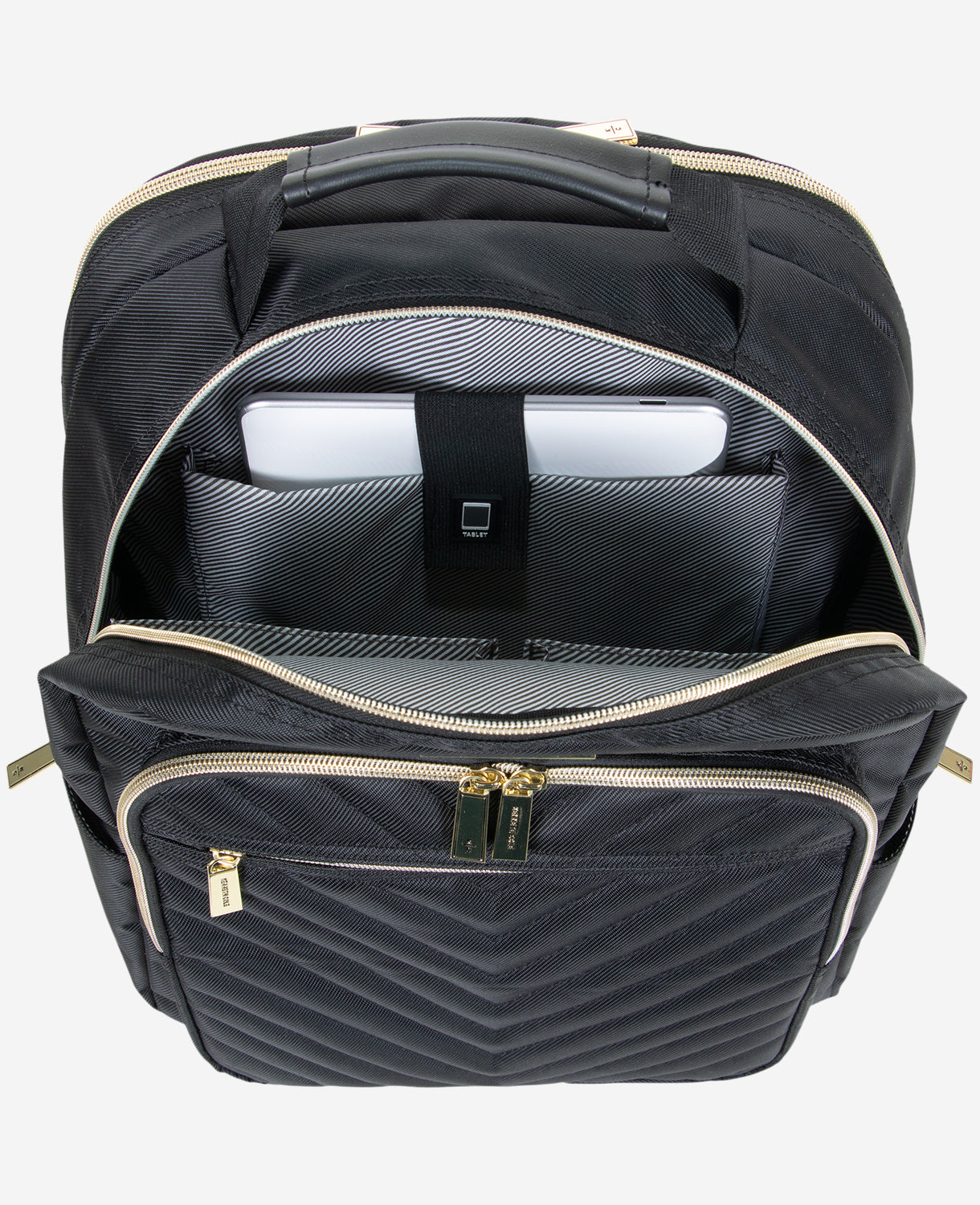 Shop Quilted 15.6" Laptop Backpack – Chelsea Chevron, Black | KC | Kenneth Cole BLACK