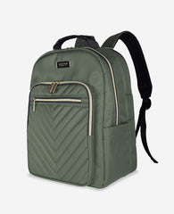 Shop Quilted 15.6" Laptop Backpack – Chelsea Chevron, Olive | KC | Kenneth Cole OLIVE