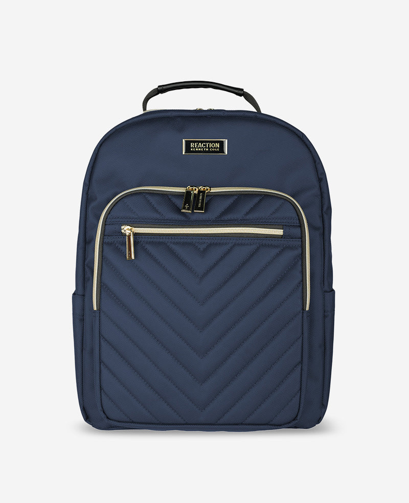 Shop Quilted 15.6" Laptop Backpack – Chelsea Chevron, Navy | KC | Kenneth Cole NAVY