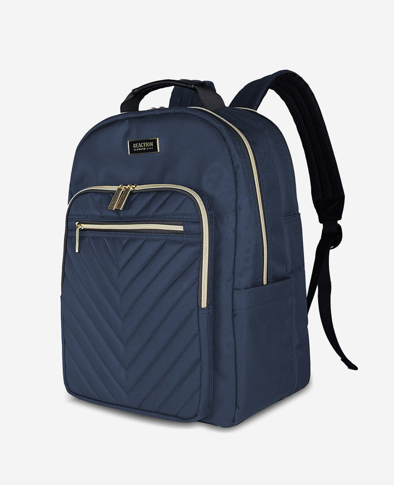 Shop Quilted 15.6" Laptop Backpack – Chelsea Chevron, Navy | KC | Kenneth Cole NAVY