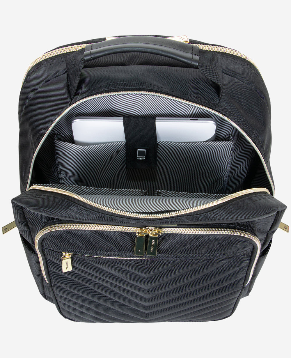 Shop Quilted 15.6" Laptop Backpack – Chelsea Chevron, Navy | KC | Kenneth Cole NAVY