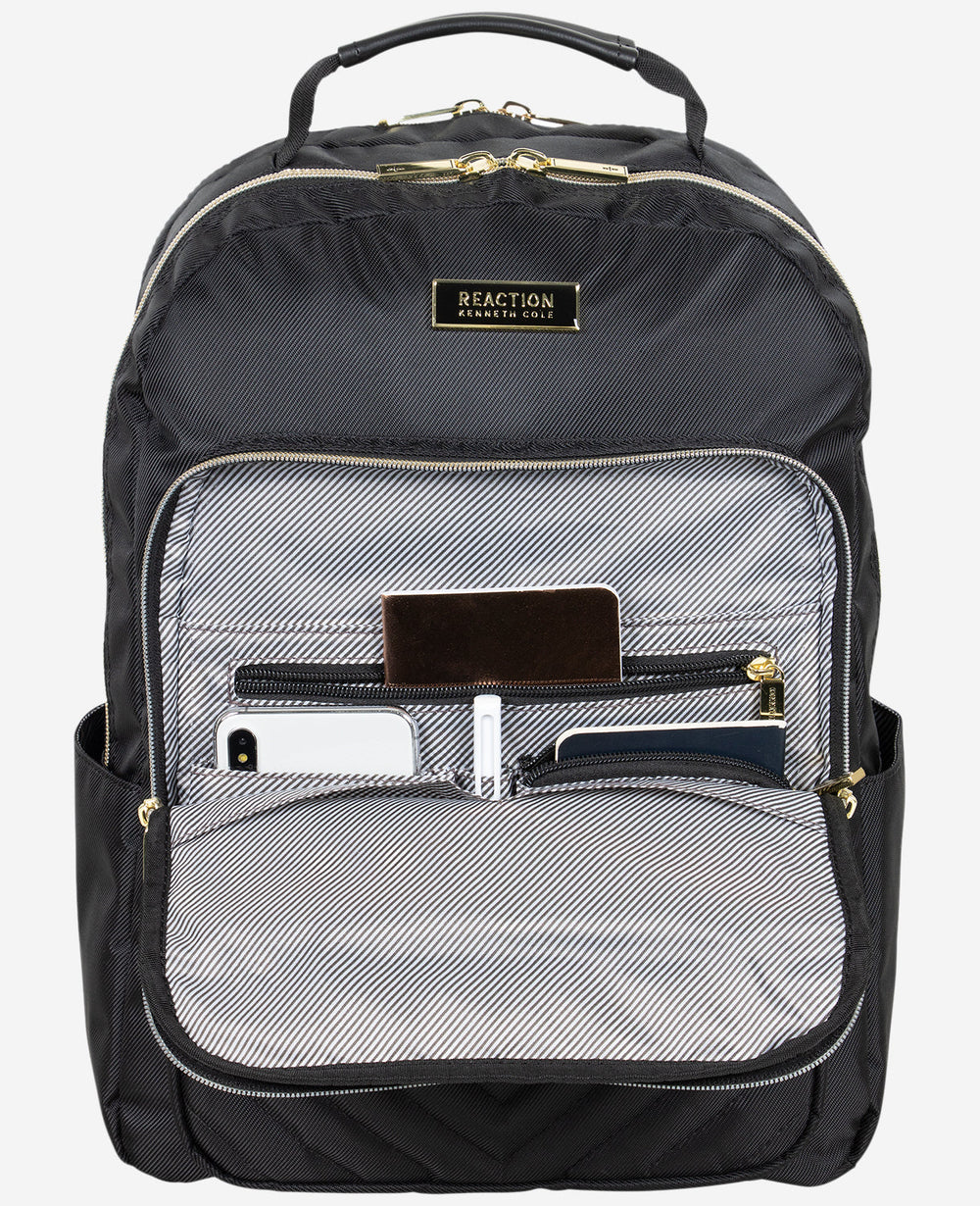 Shop Quilted 15.6" Laptop Backpack – Chelsea Chevron, Navy | KC | Kenneth Cole NAVY