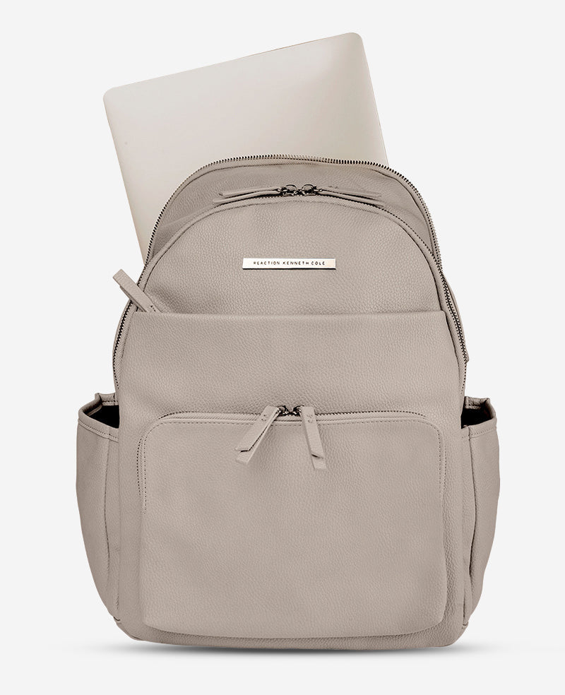Marley Laptop Backpack – Sleek Pebble PU, 14" Sleeve | KC | Kenneth Cole TAUPE