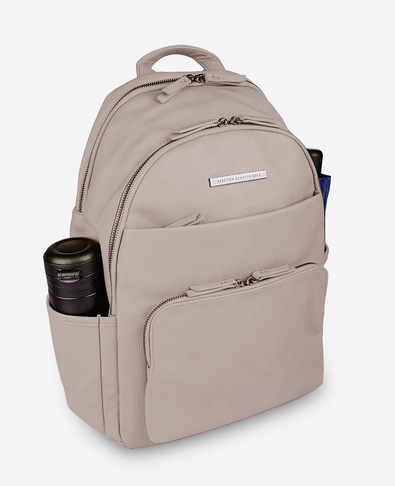 Marley Laptop Backpack – Sleek Pebble PU, 14" Sleeve | KC | Kenneth Cole TAUPE
