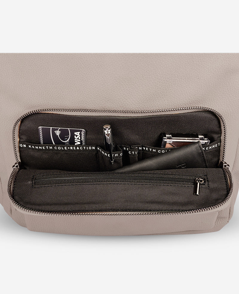 Marley Laptop Backpack – Sleek Pebble PU, 14" Sleeve | KC | Kenneth Cole TAUPE