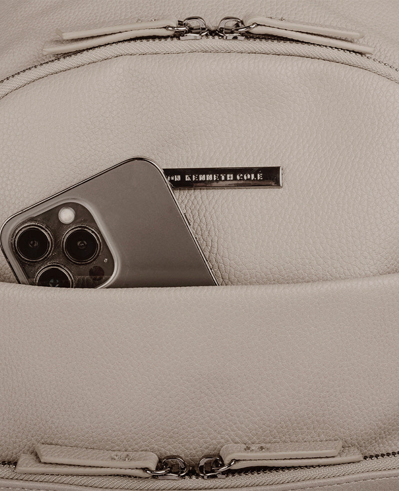 Marley Laptop Backpack – Sleek Pebble PU, 14" Sleeve | KC | Kenneth Cole TAUPE