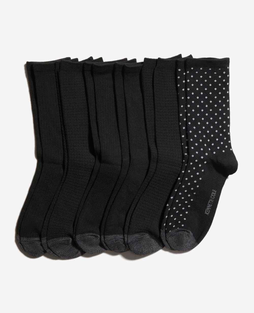 Shop Tiny Dot Crew Socks 6-Pack Black | Kenneth Cole | Kenneth Cole BLACK