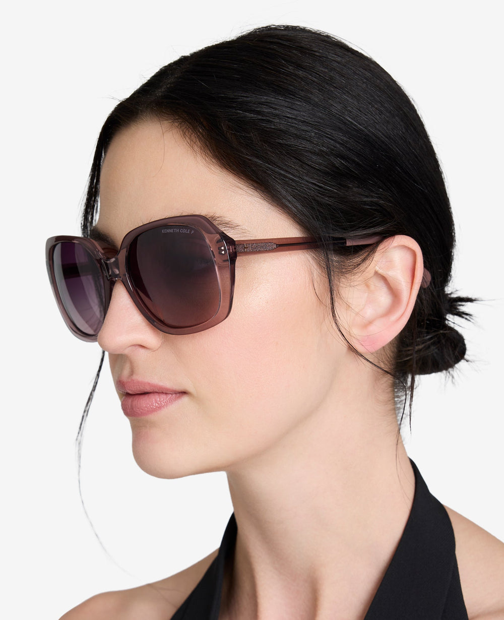 Womens Round Acetate Sunglasses with Polarized Lenses | KC | Kenneth Cole VIOLET