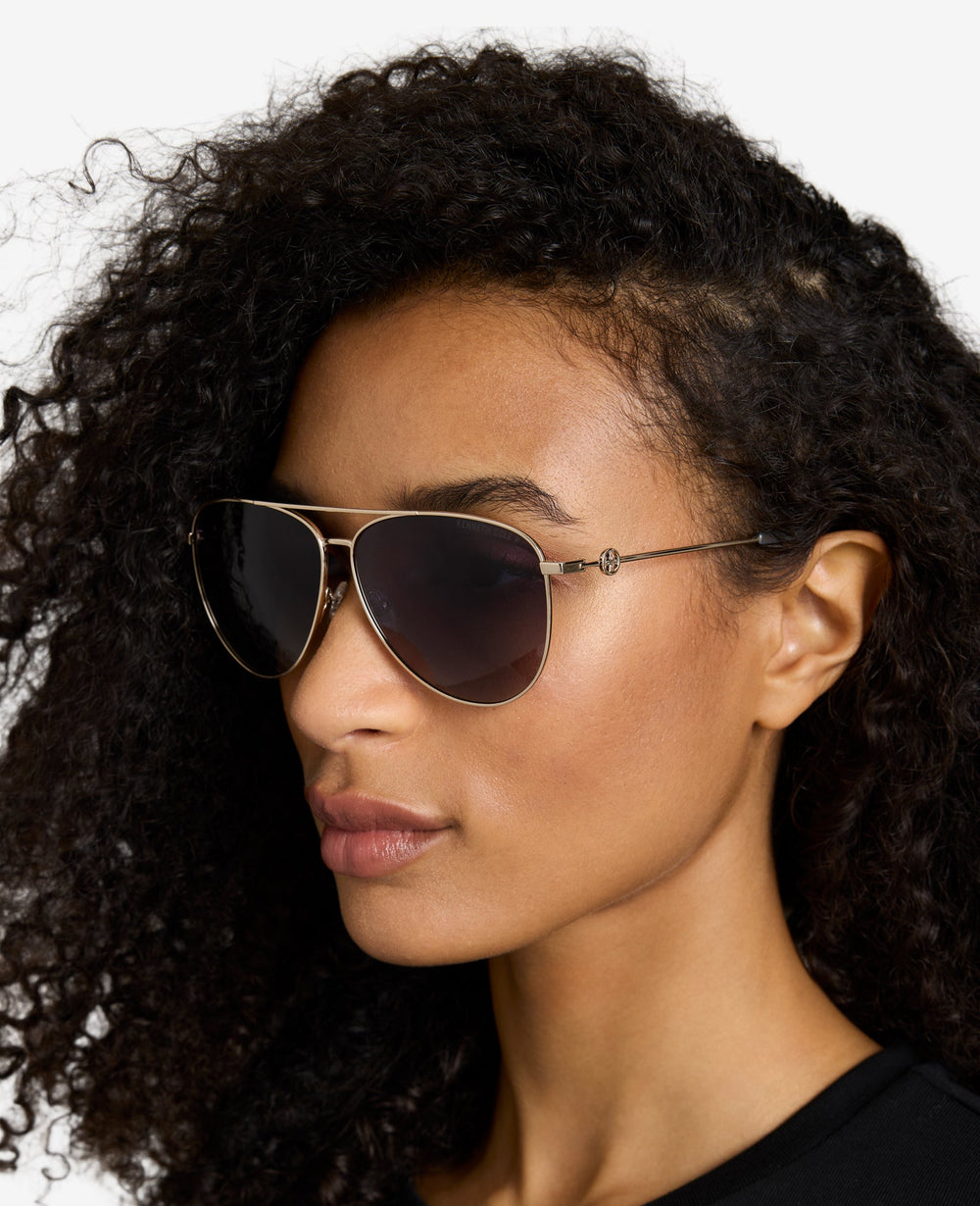 Shop Pilot Titanium Aviator Sunglasses – Gold | Kenneth Cole | Kenneth Cole GOLD