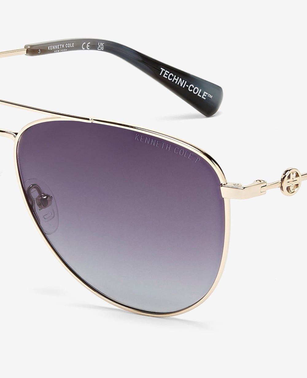 Shop Pilot Titanium Aviator Sunglasses – Gold | Kenneth Cole | Kenneth Cole GOLD