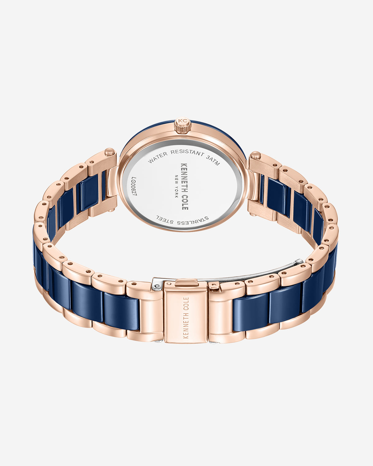 Shop Women’s Two-Tone Blue Ceramic Bracelet Watch | KC | Kenneth Cole BLUE / ROSE GOLD