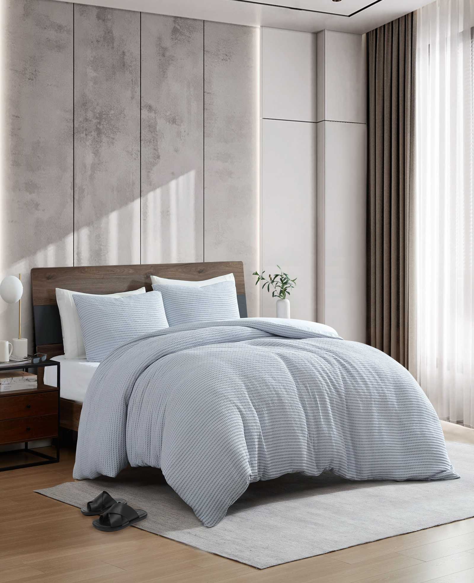 Solid Waffle Comforter Set | Kenneth Cole BLUE