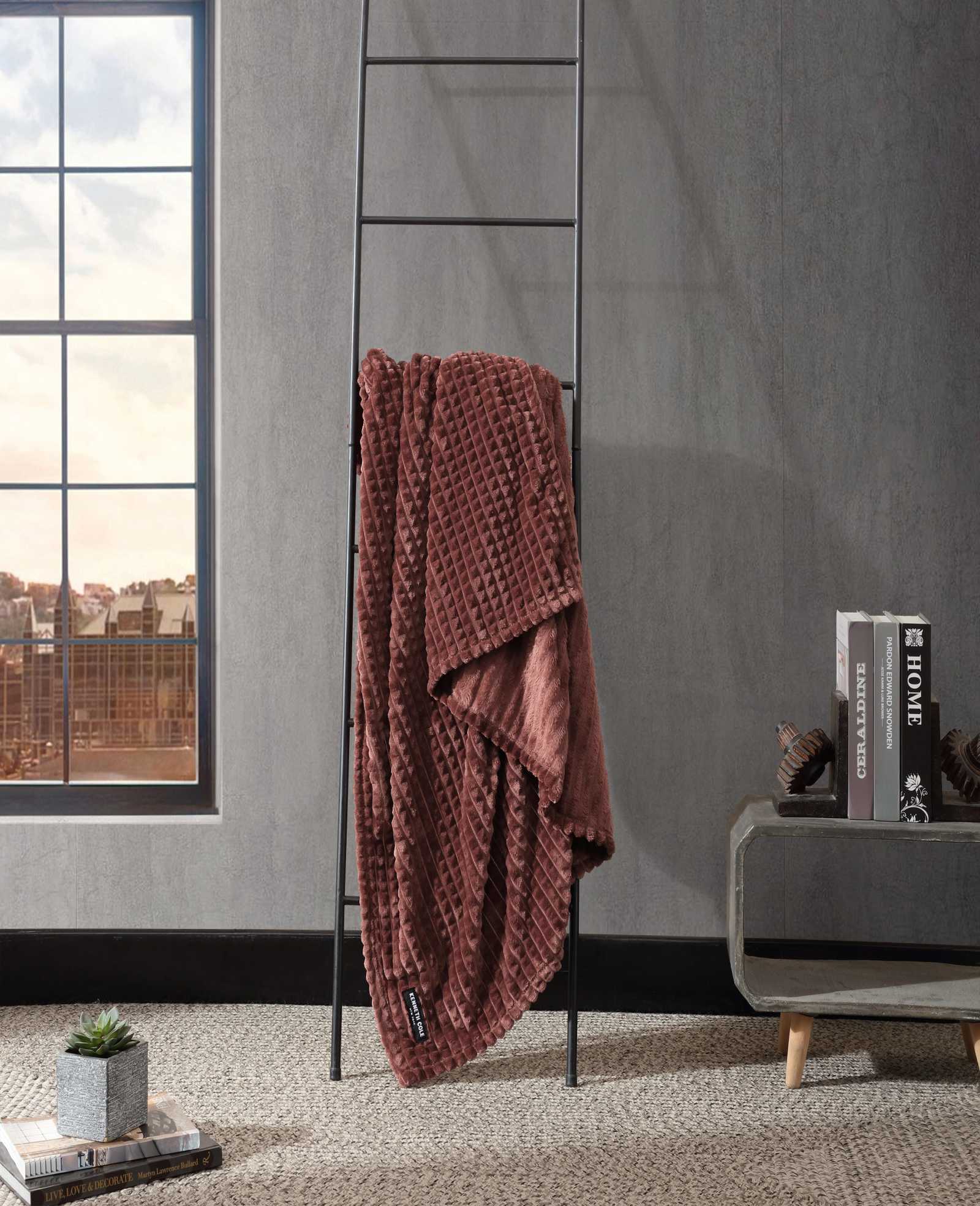 Textured Solid Throw Blanket | Kenneth Cole RED
