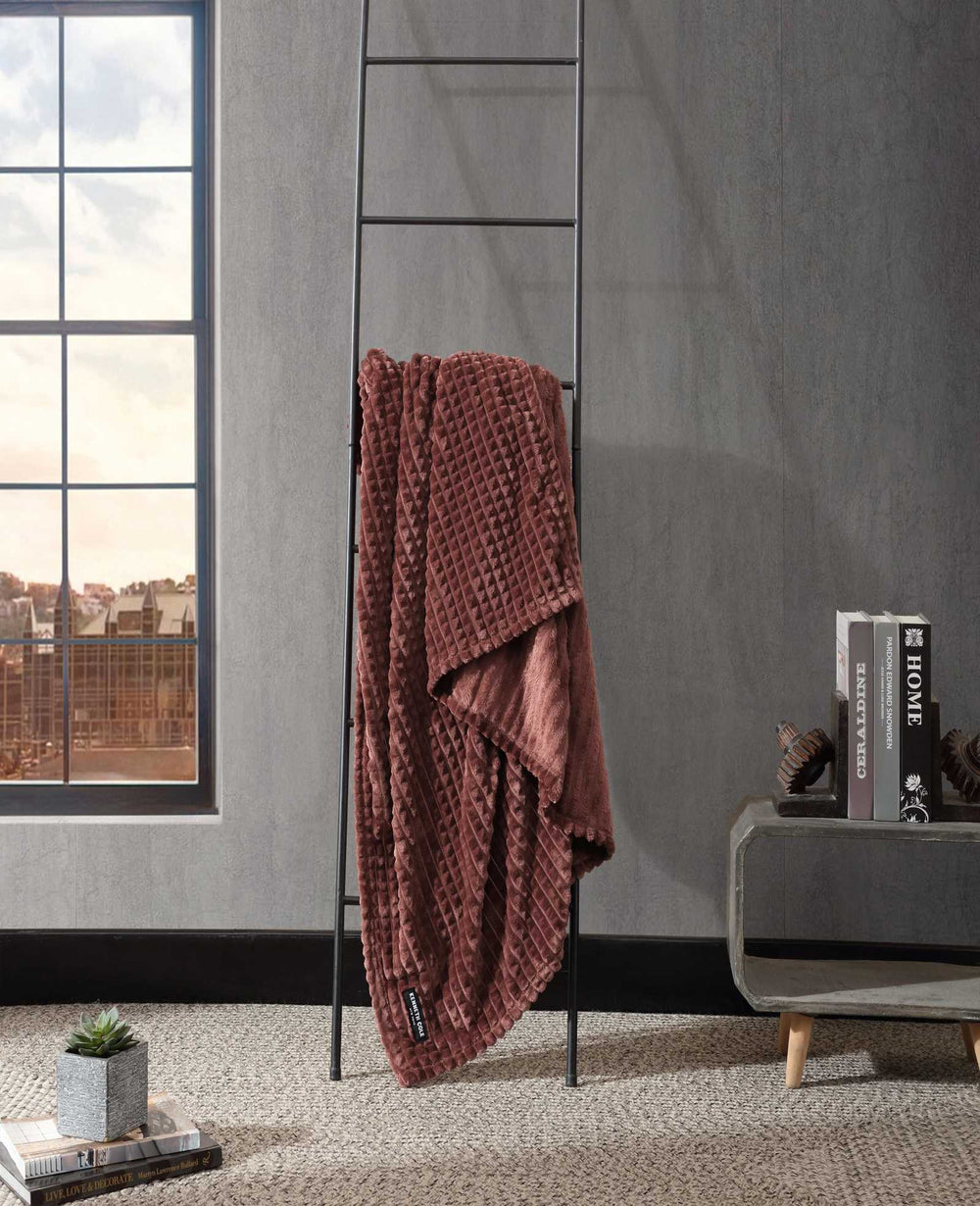 Textured Solid Throw Blanket | Kenneth Cole RED
