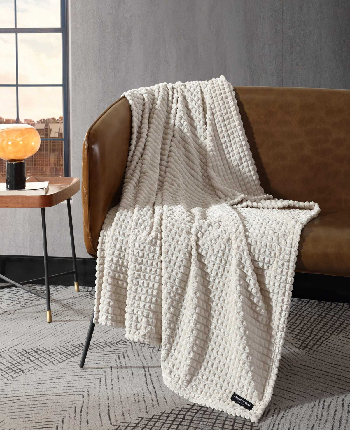 Textured Solid Throw Blanket | Kenneth Cole LINEN